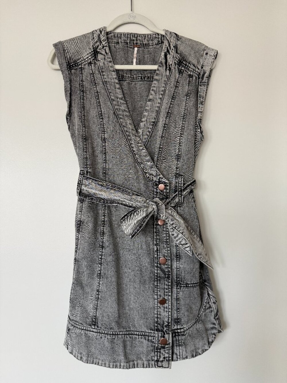 Free People Denim Wrap Dress Gray XS